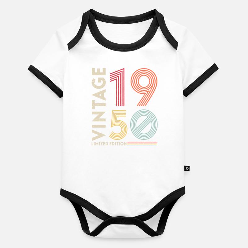 Millésime 1950 Edition limitée Body Bébé bio contrasté manches courtes