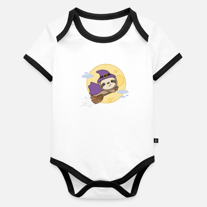 Faultier Halloween Hexe Kinder Hexen Kostüm Baby Bio-Kurzarm-Kontrastbody