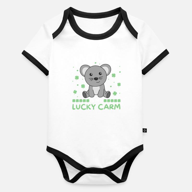 Maus is my lucky carm Kleeblatt St Patricks Day Organic Baby Contrasting Bodysuit