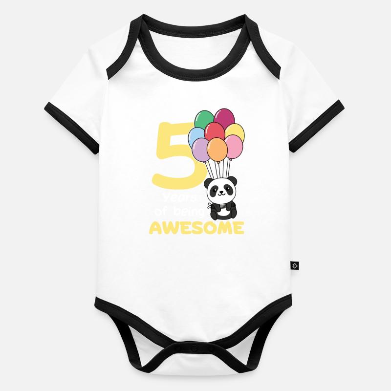 Panda pour les enfants de 5 ans Body Bébé bio contrasté manches courtes