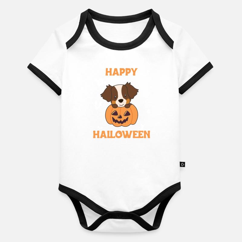 Sheperd australien dans Pumpkin Sweet Happy Halloween Body Bébé bio contrasté manches courtes