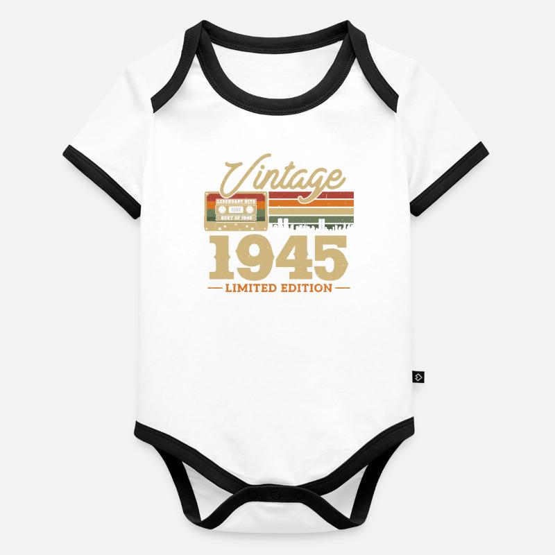 1945 Anniversaire - 78/79 ans Body Bébé bio contrasté manches courtes