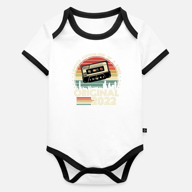 Rétro B-Day Gift '22 Body Bébé bio contrasté manches courtes