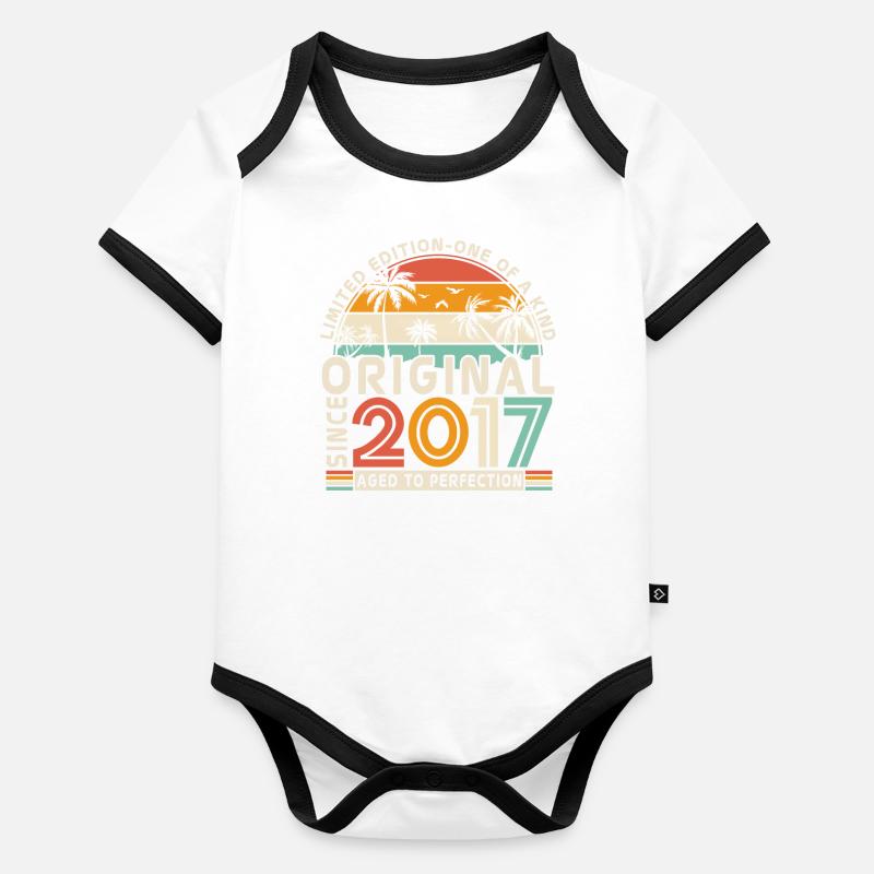 2017 Retro Geburtstag Baby Bio-Kurzarm-Kontrastbody