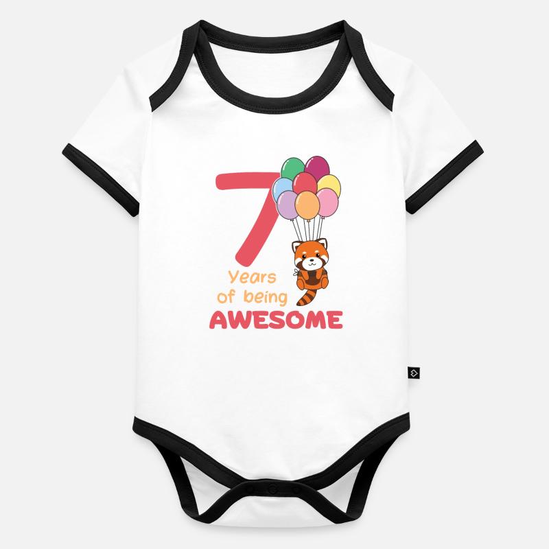 Panda roux pour les enfants de 7 ans Body Bébé bio contrasté manches courtes