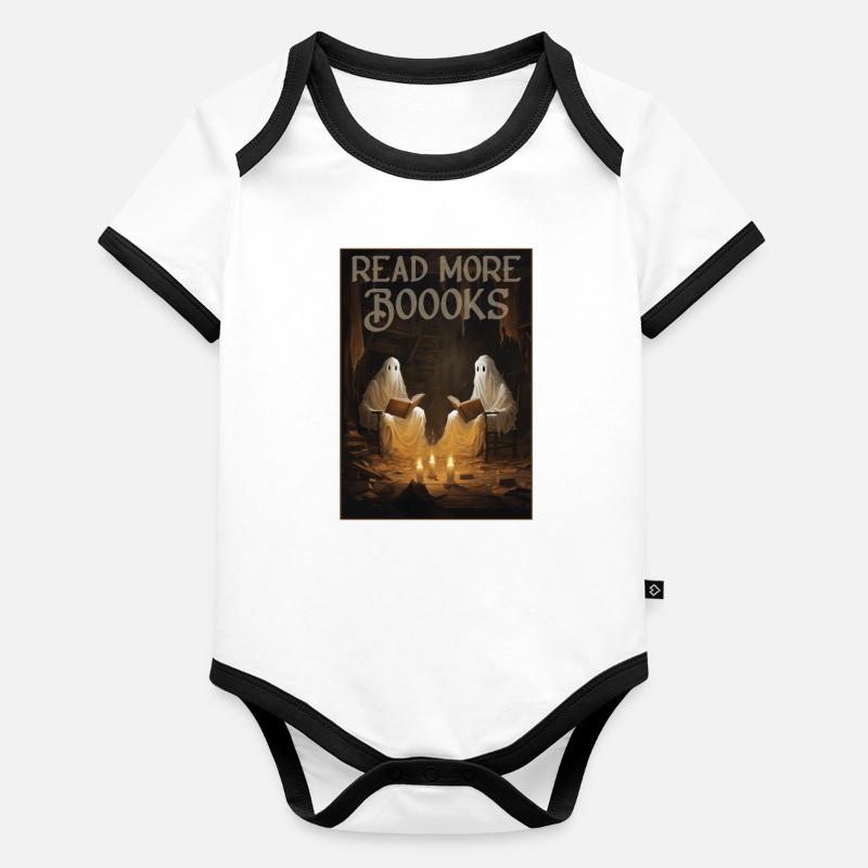 Groovy Read More Boooks Geist Halloween Baby Bio-Kurzarm-Kontrastbody