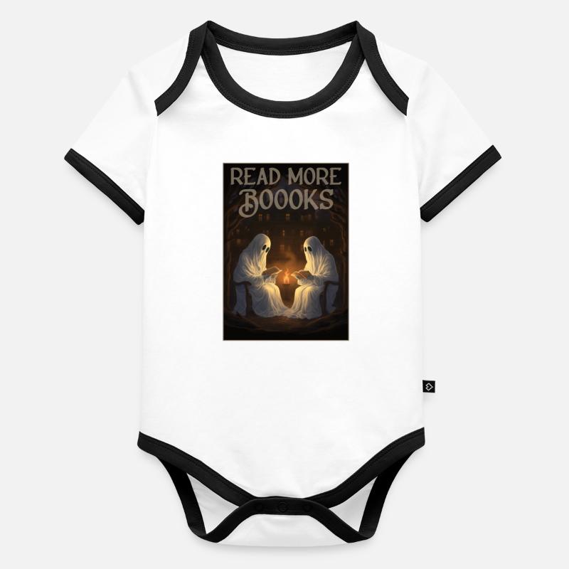 Groovy Read More Boook's Ghost Halloween Organic Baby Contrasting Bodysuit