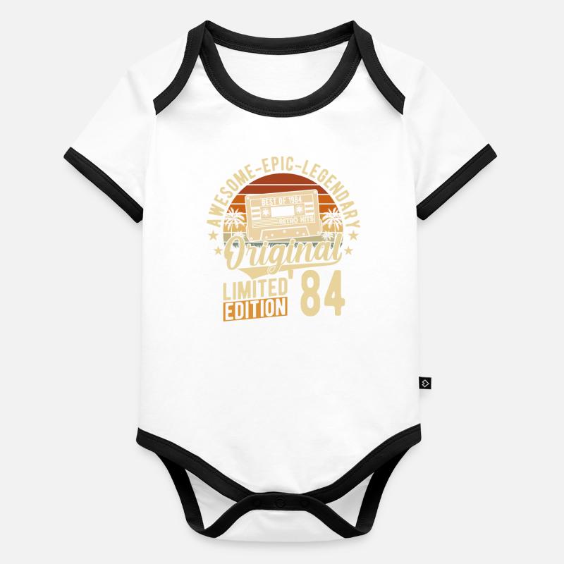 Retro 1984 Geburtstag Baby Bio-Kurzarm-Kontrastbody