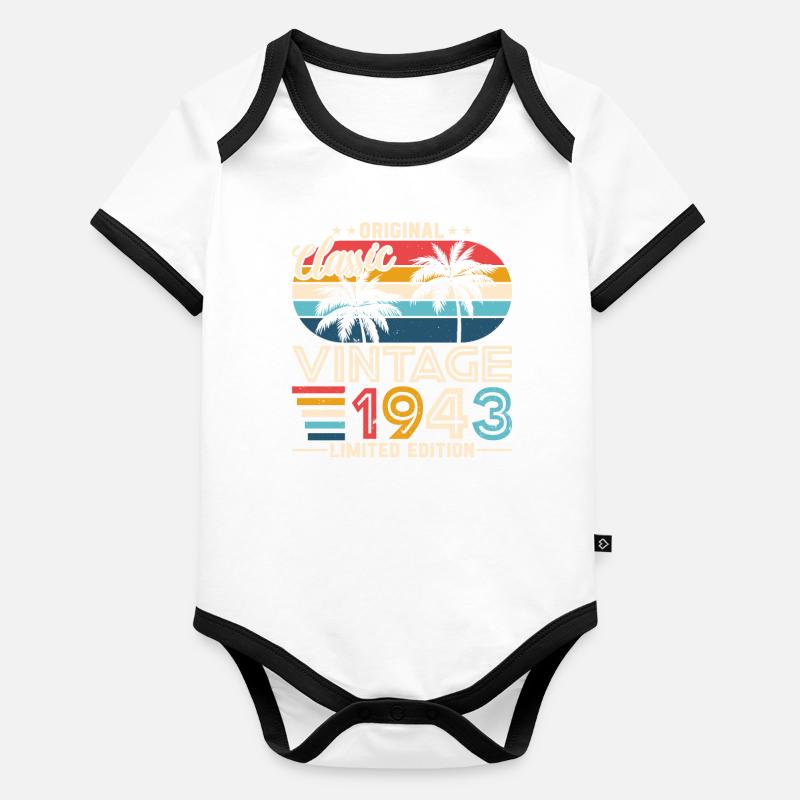 80e anniversaire 1943 Body Bébé bio contrasté manches courtes
