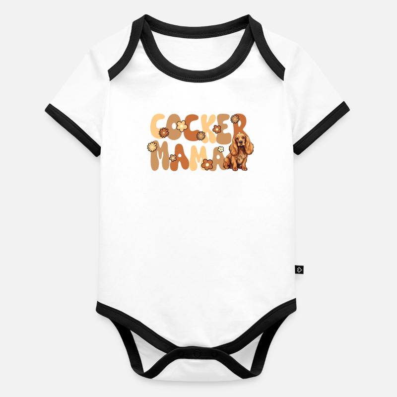 Cocker Épagneul Groovy Cocker Maman Body Bébé bio contrasté manches courtes