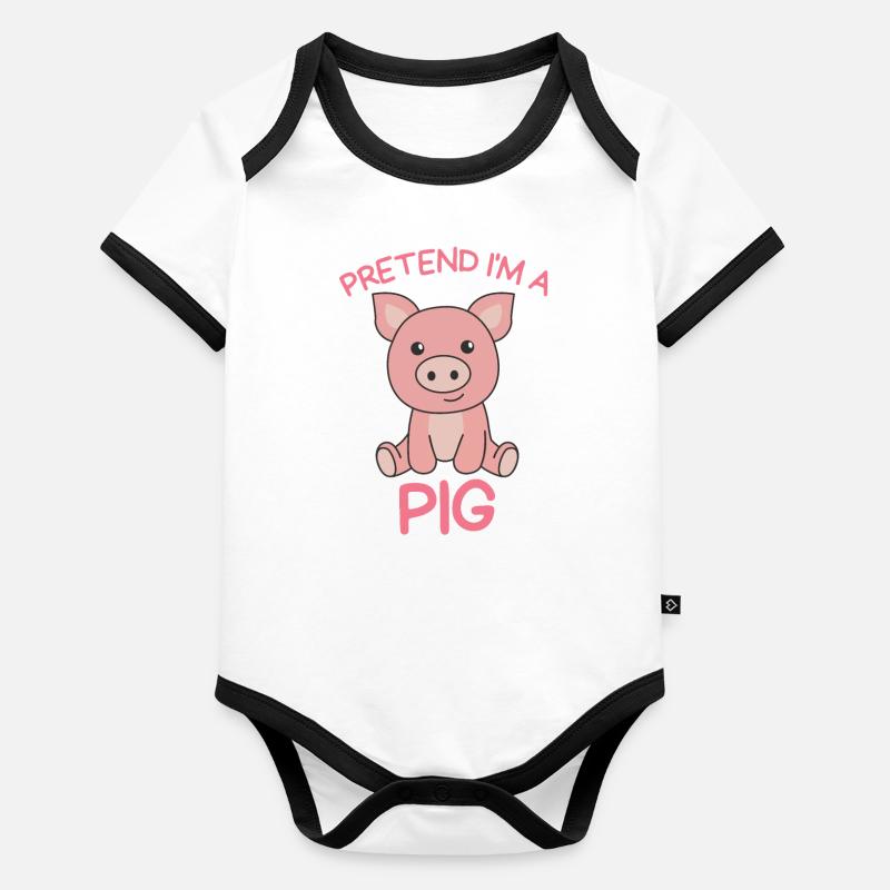 Imaginez que je suis un cochon Halloween Body Bébé bio contrasté manches courtes