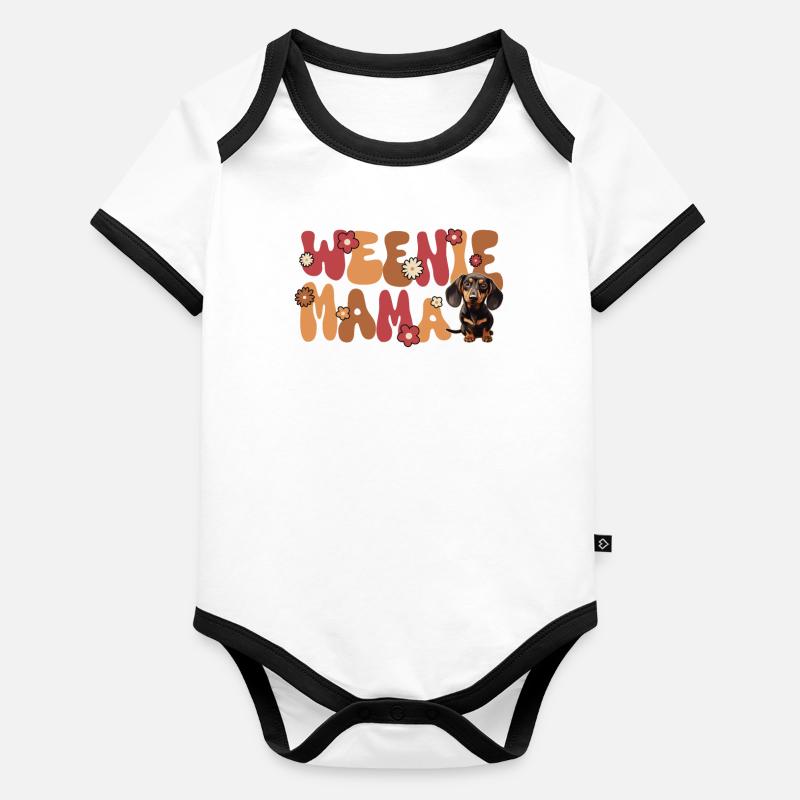 Dackel Groovy Weenie Mama Baby Bio-Kurzarm-Kontrastbody