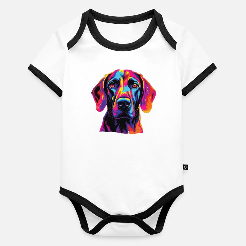 Aquarelle colorée Plot Hound Body Bébé bio contrasté manches courtes