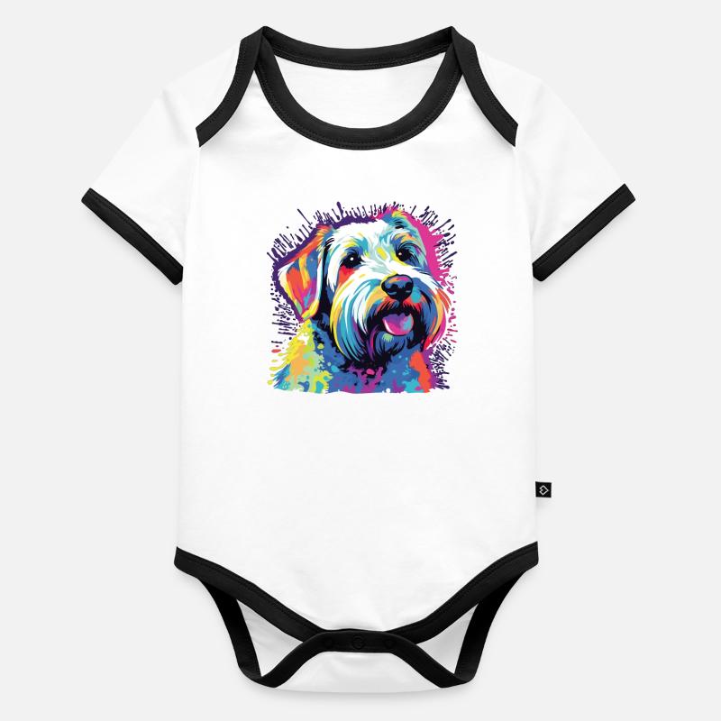 Wasserfarben Farbenfroher Sealyham Terrier Baby Bio-Kurzarm-Kontrastbody