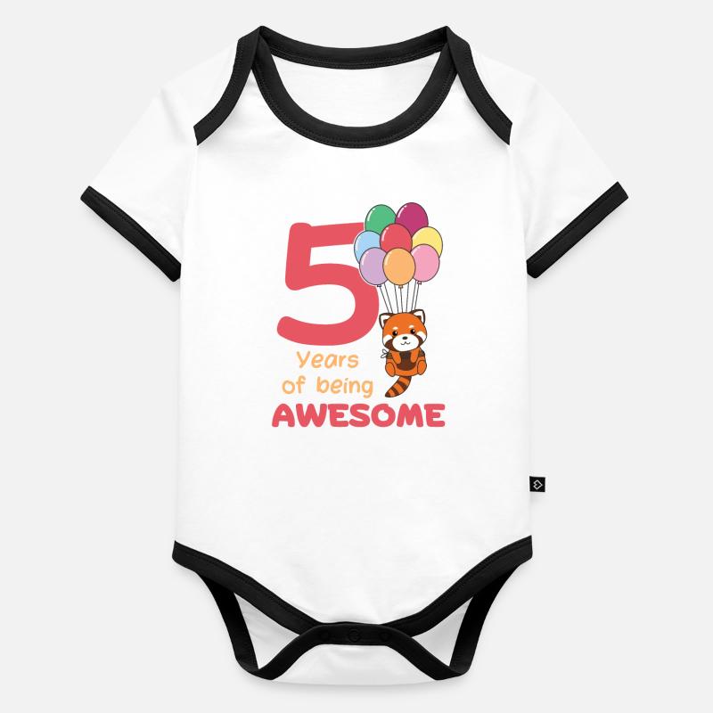 Panda roux pour les enfants de 5 ans Body Bébé bio contrasté manches courtes
