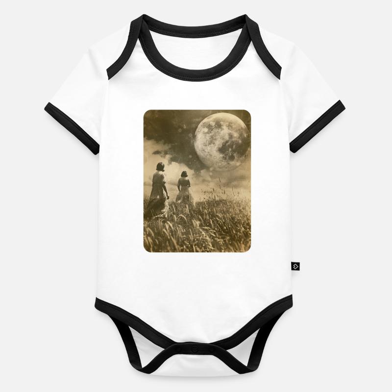 Suivez la Lune Body Bébé bio contrasté manches courtes