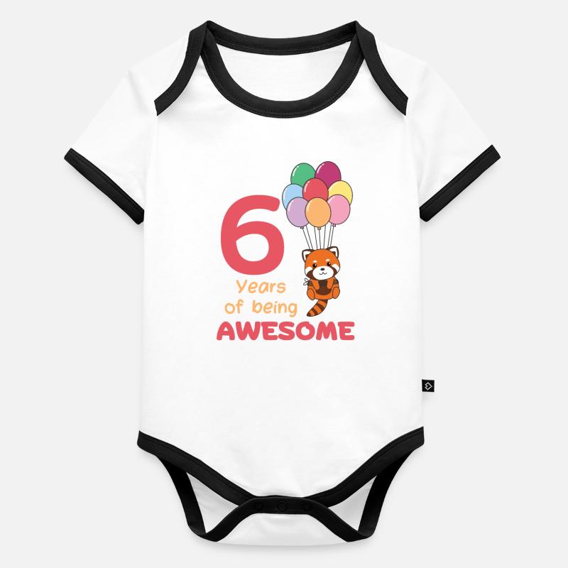 Panda roux pour les enfants de 6 ans Body Bébé bio contrasté manches courtes