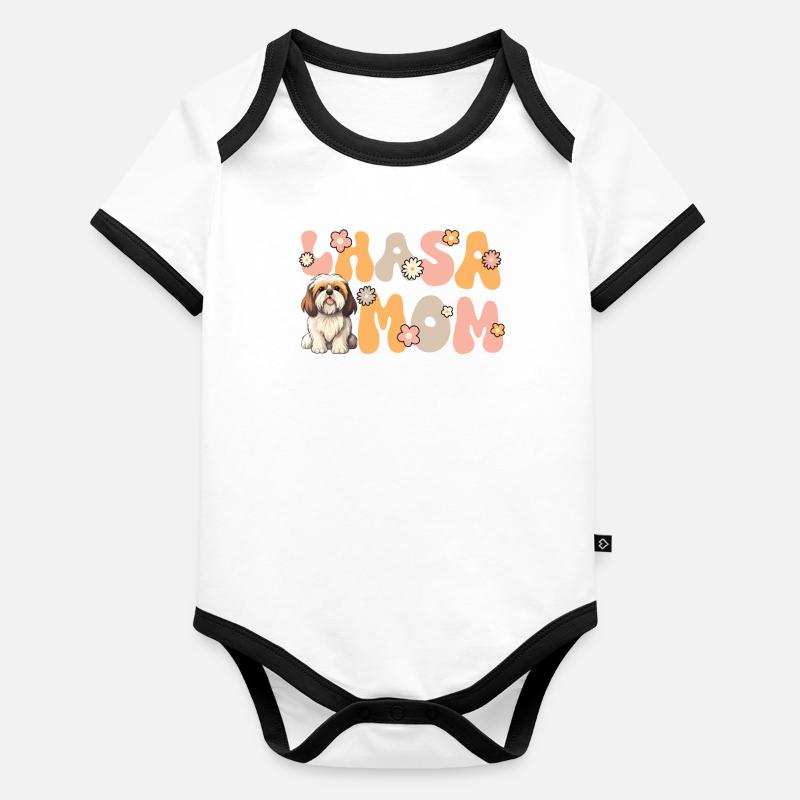 Lhassa Apso Groovy Lhassa Maman Body Bébé bio contrasté manches courtes