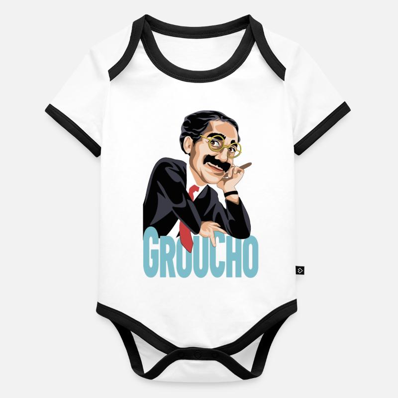 GROUCHO Der große Komiker des zwanzigsten Jahrhunderts Baby Bio-Kurzarm-Kontrastbody