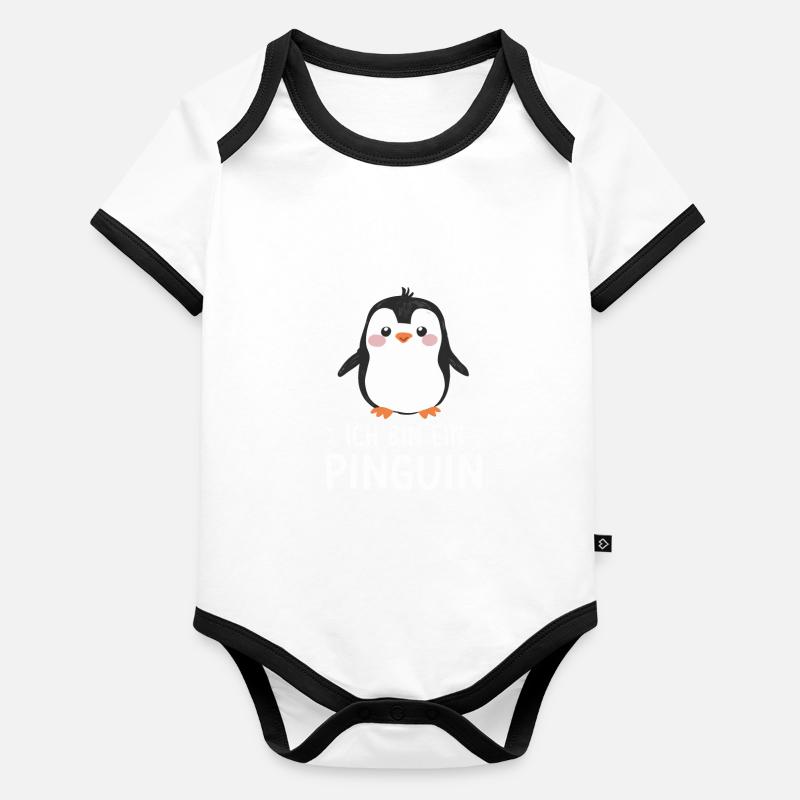 Pingouin Petits pingouins Pingouin empereur Body Bébé bio contrasté manches courtes