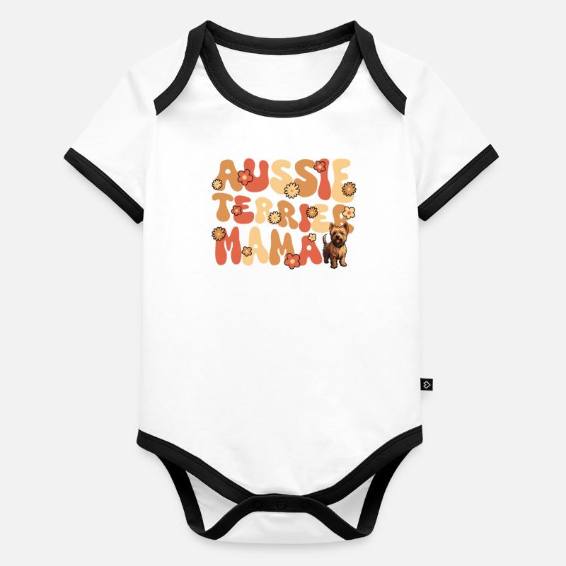 Terrier australien Groovy Aussie Terrier Maman Body Bébé bio contrasté manches courtes