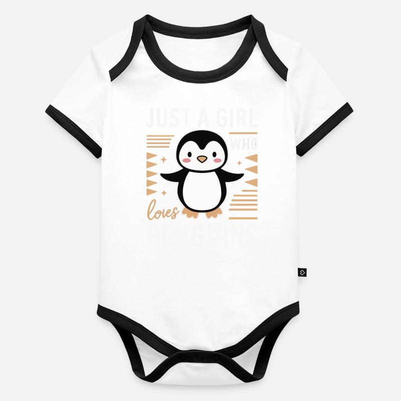 Penguin Penguins Animal Organic Baby Contrasting Bodysuit