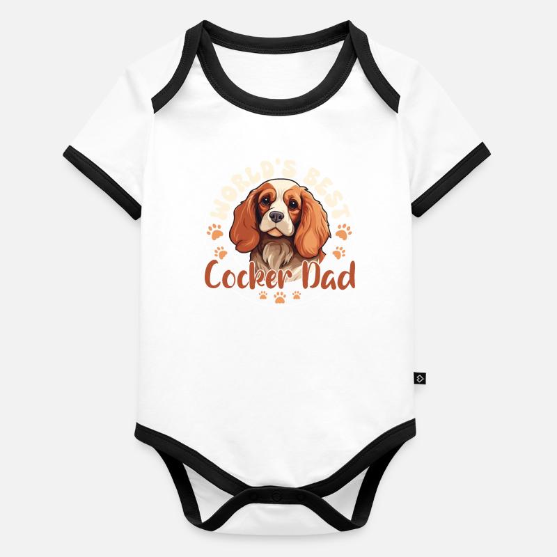Cocker Spaniel Groovy Cocker Dad Organic Baby Contrasting Bodysuit