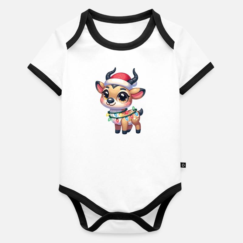 Fées de Noël Saiga Antilope Body Bébé bio contrasté manches courtes