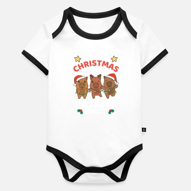 Pyjama de Noël Capybara Body Bébé bio contrasté manches courtes