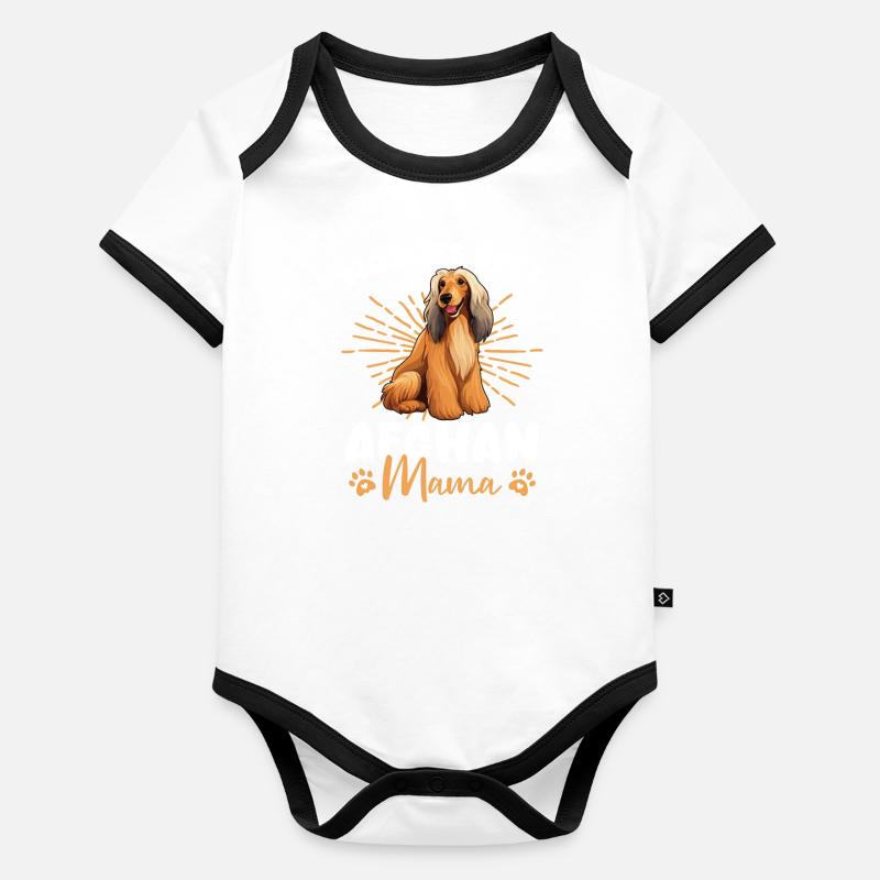 Lévrier afghan maman afghane groovy Body Bébé bio contrasté manches courtes