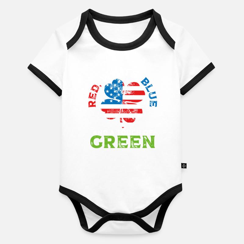 Rouge, blanc, bleu et une pointe de vert, irlandais Body Bébé bio contrasté manches courtes