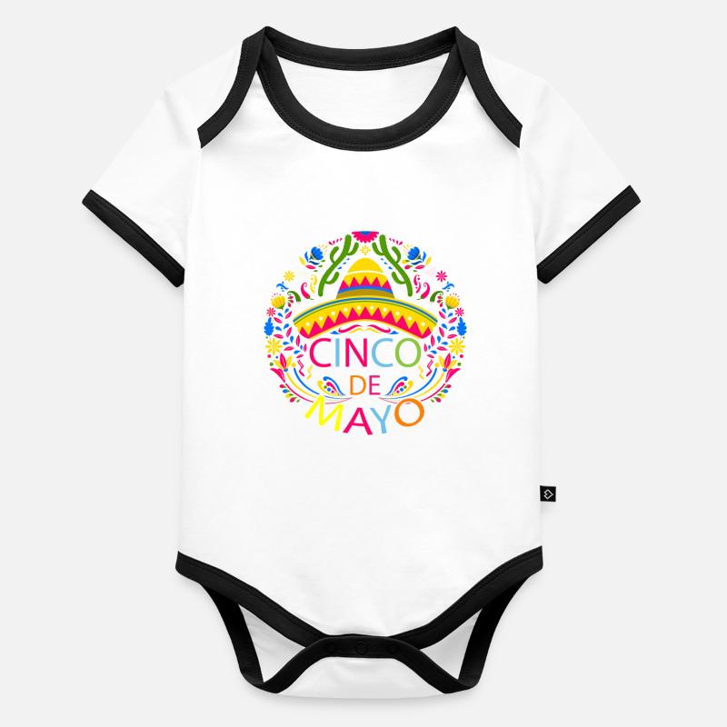 Fiesta Joyeuse Fête Cinco De Mayo Body Bébé bio contrasté manches courtes