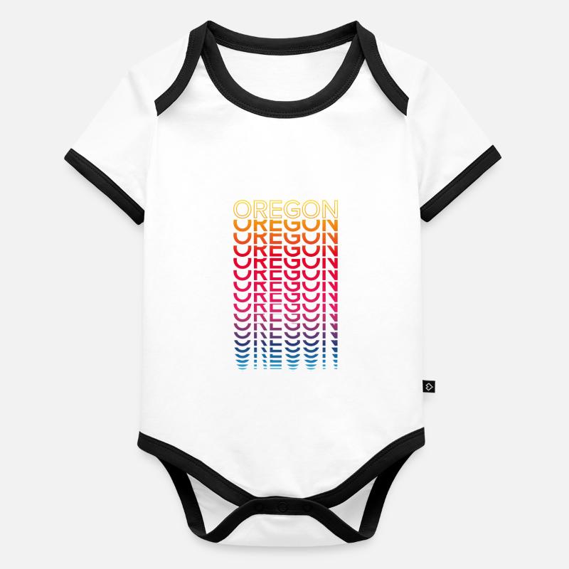 Retro Nostalgisch USA Staat - Regenbogen Oregon Baby Bio-Kurzarm-Kontrastbody