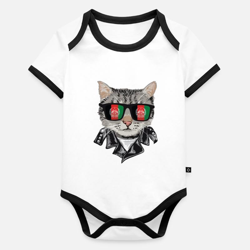 Lunettes de soleil pour chat avec drapeau afghan Body Bébé bio contrasté manches courtes