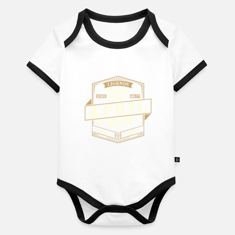 April 1994 Geburtstag Mann Baby Bio-Kurzarm-Kontrastbody
