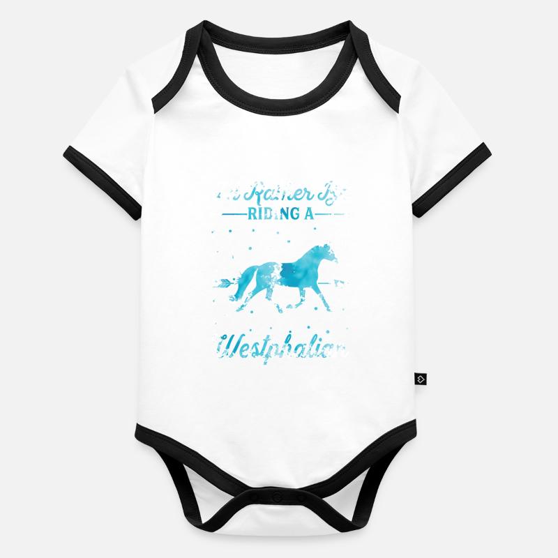 Monter sur un cheval westphalien Body Bébé bio contrasté manches courtes