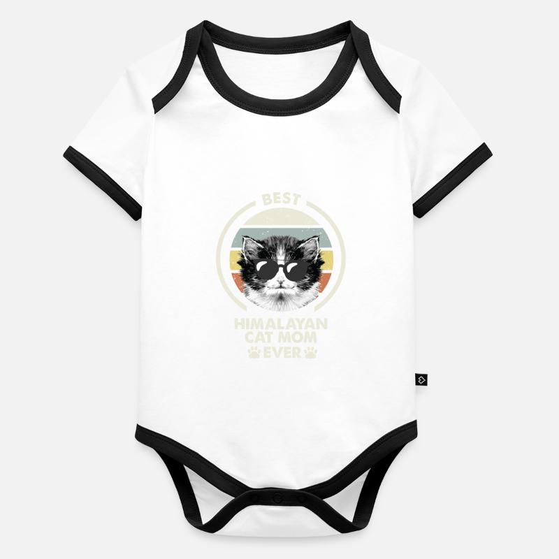 Cat Mama - Chat de l’Himalaya Body Bébé bio contrasté manches courtes