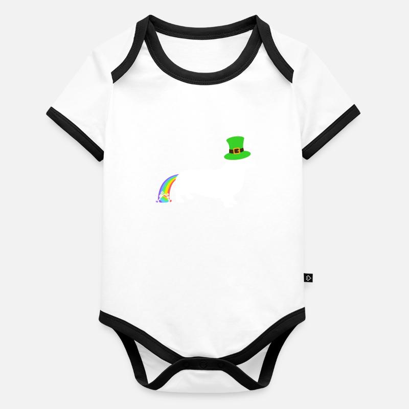St. Patrick's Dog - Welsh Corgi Baby Bio-Kurzarm-Kontrastbody
