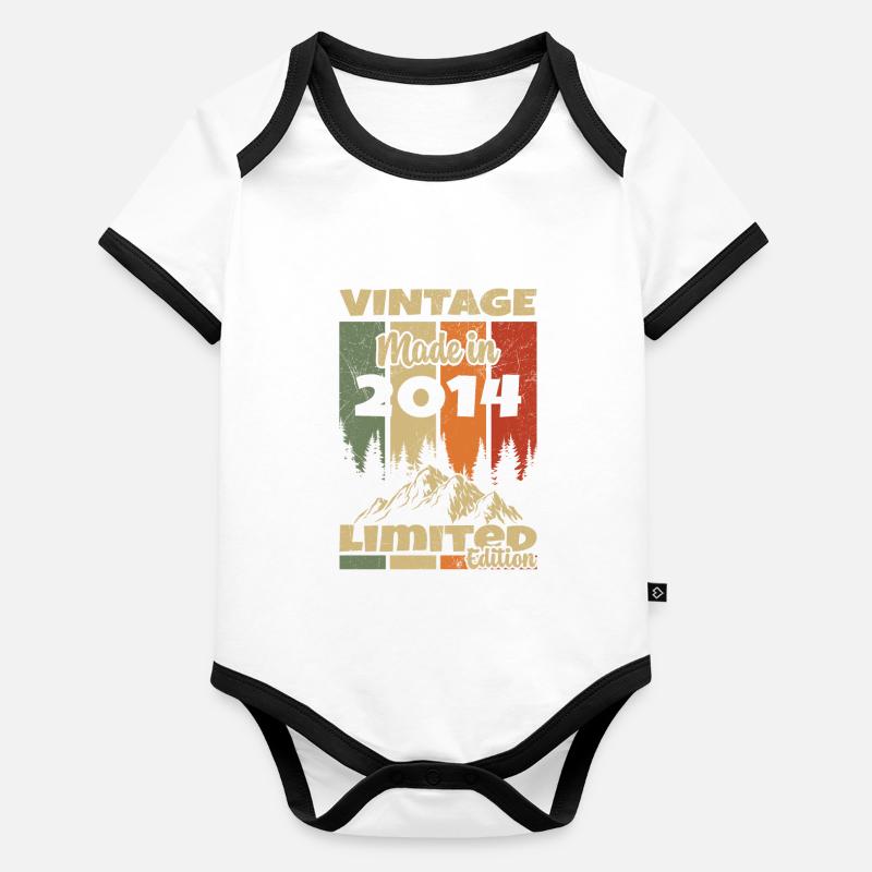 Vintage Birthday Gift 2014 Organic Baby Contrasting Bodysuit