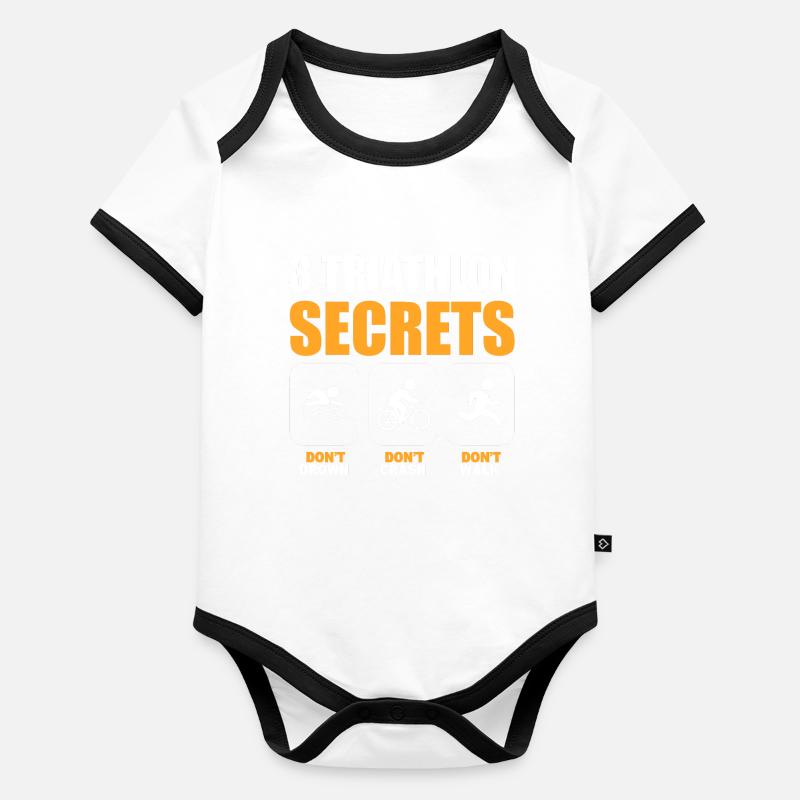 Lustiger Triathlon Marathon Läufer Baby Bio-Kurzarm-Kontrastbody