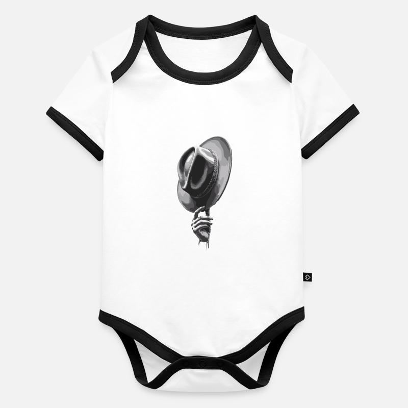 Lever le chapeau gentleman geste élégant Body Bébé bio contrasté manches courtes