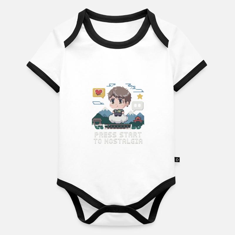 Press Start for Nostalgia Pixel Gamer World Organic Baby Contrasting Bodysuit