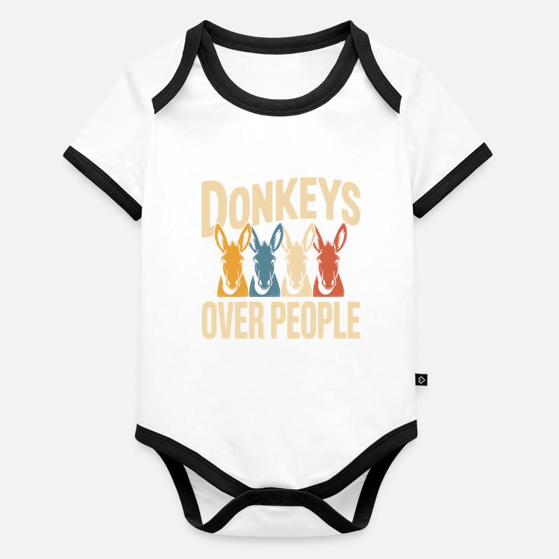 Donkey Funny Saying Organic Baby Contrasting Bodysuit