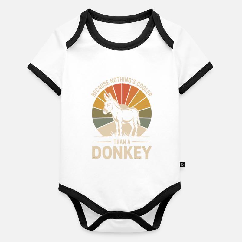 Lustiger Spruch Esel Tier Baby Bio-Kurzarm-Kontrastbody
