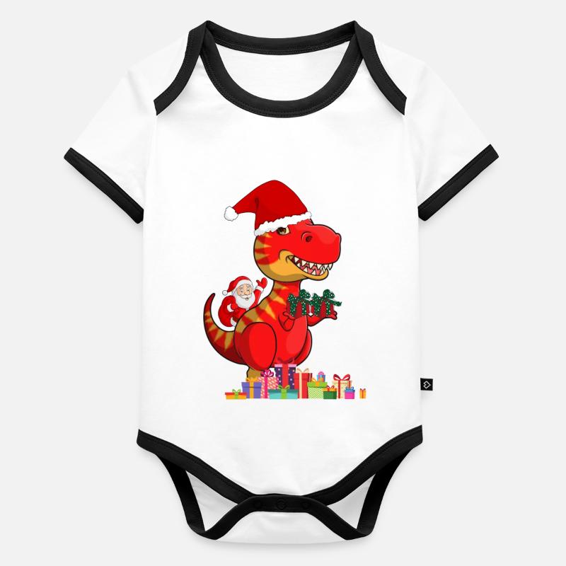 Pere Noel Dinosaurier Baby Bio-Kurzarm-Kontrastbody