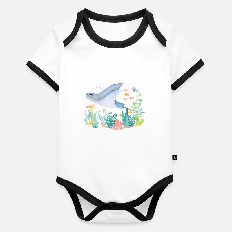 Mer des Rayons Body Bébé bio contrasté manches courtes