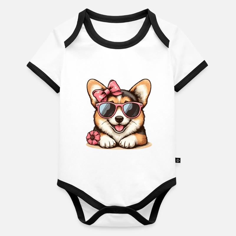 Fille Corgi Body Bébé bio contrasté manches courtes