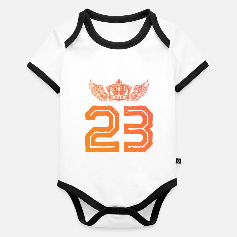 23 Zahl Krone Baby Bio-Kurzarm-Kontrastbody