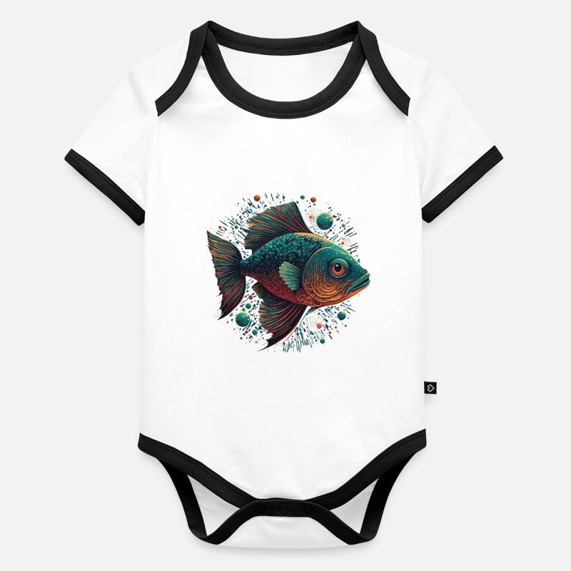 Amour du poisson Body Bébé bio contrasté manches courtes