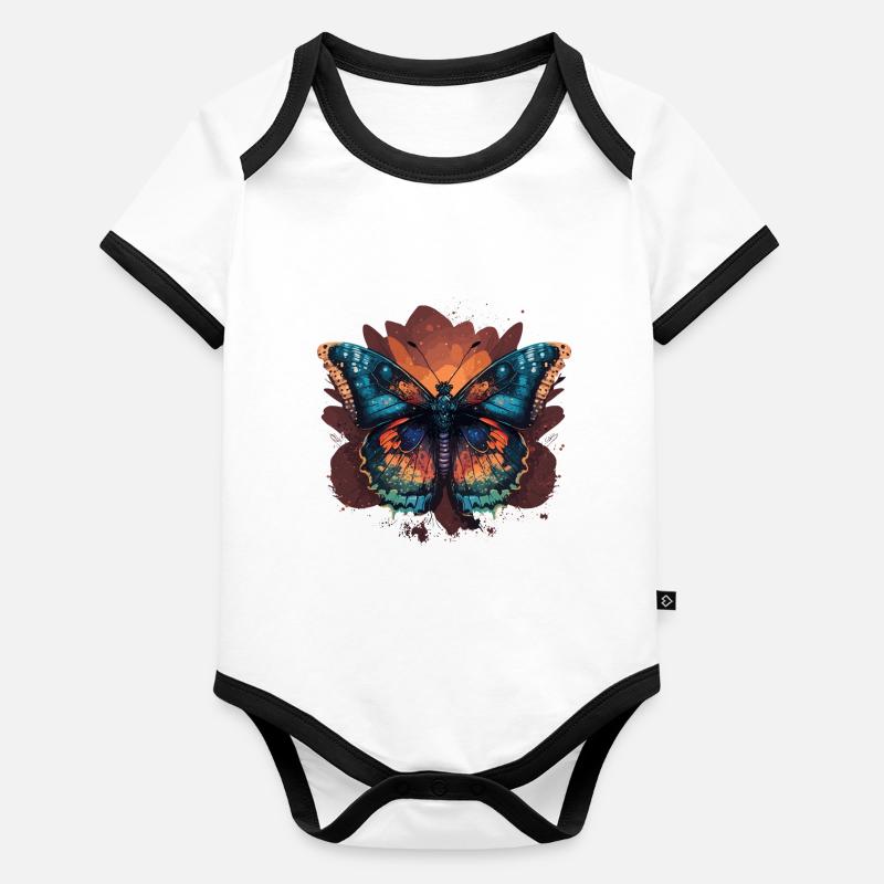 Papillon délicat Body Bébé bio contrasté manches courtes